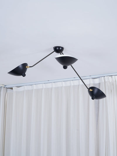 Elaoraine Ceiling Lamp Three Arm Black Sculptural
