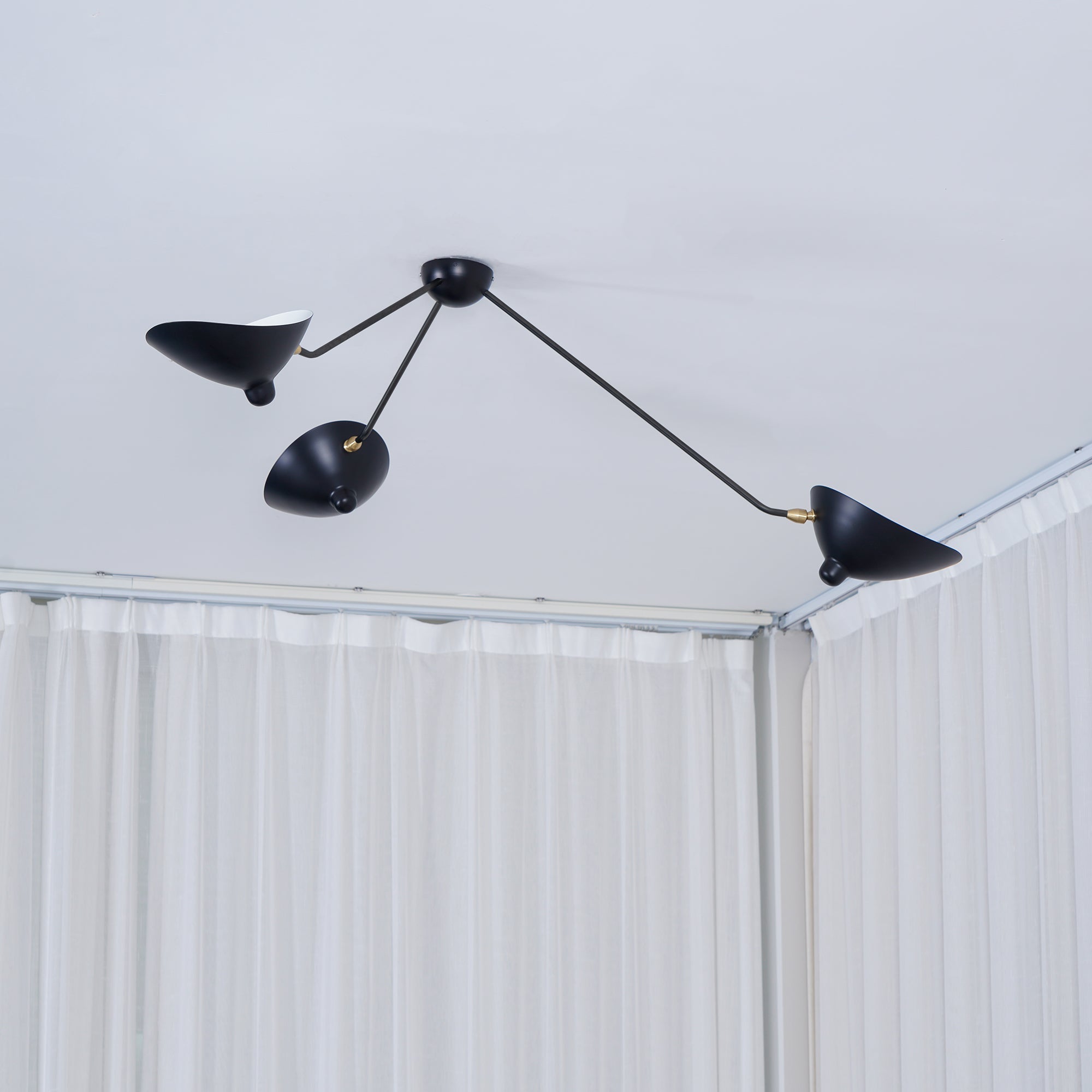 Elaoraine Ceiling Lamp Three Arm Black Sculptural