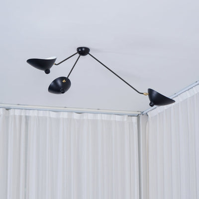 Elaoraine Ceiling Lamp Three Arm Black Sculptural
