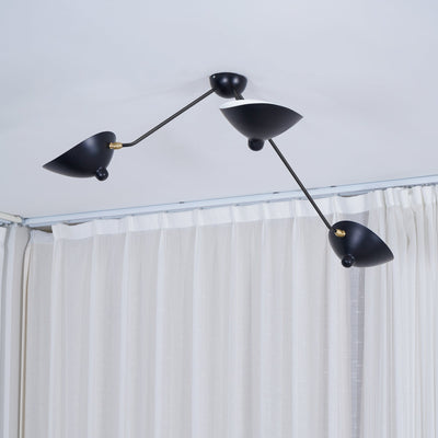Elaoraine Ceiling Lamp Three Arm Black Sculptural