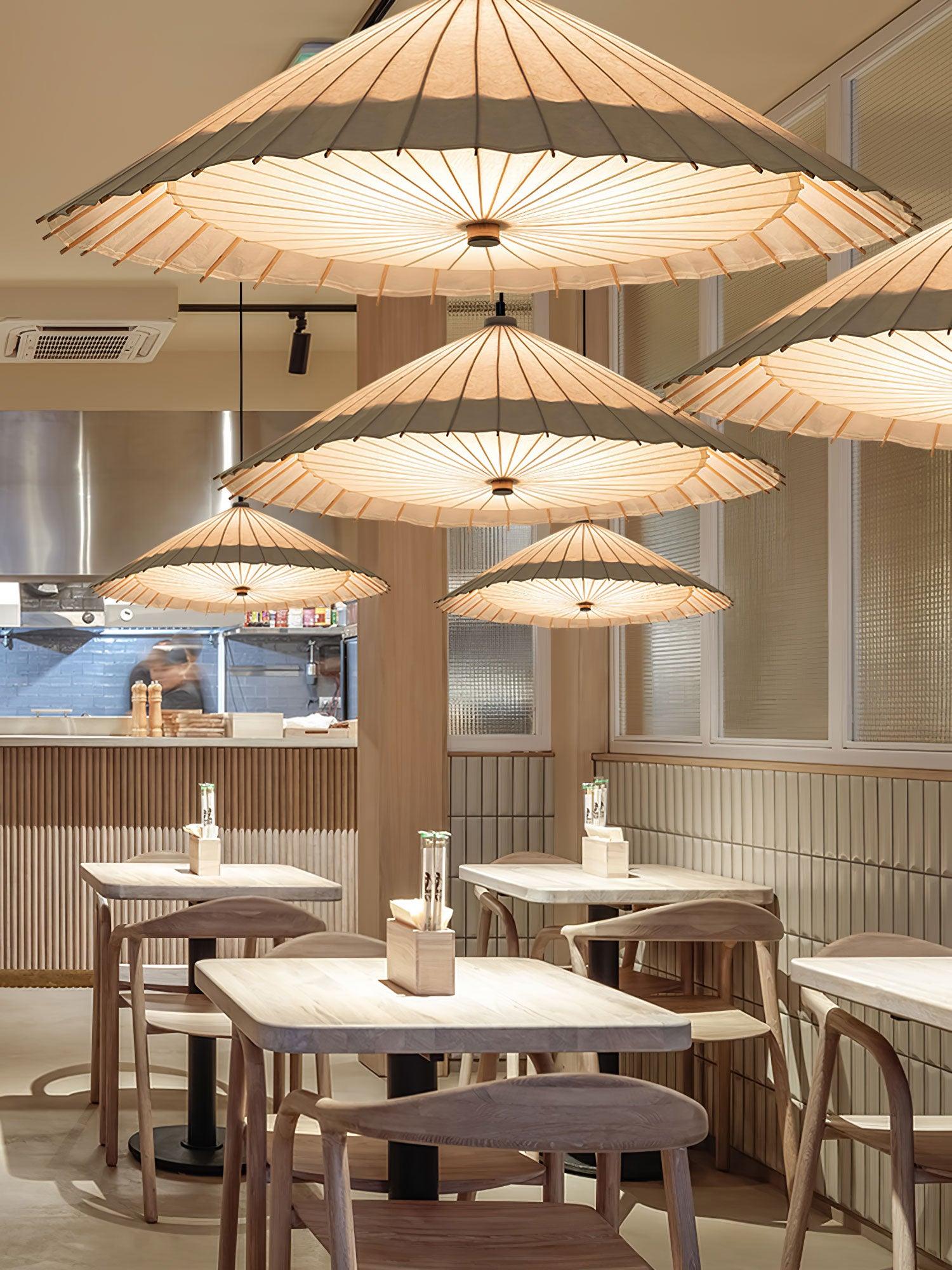 Nirixel Pendant Lamp Paper Umbrella Pleated Dining Room