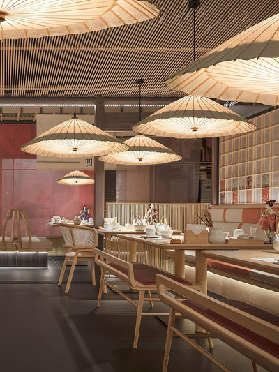 Nirixel Pendant Lamp Paper Umbrella Pleated Dining Room