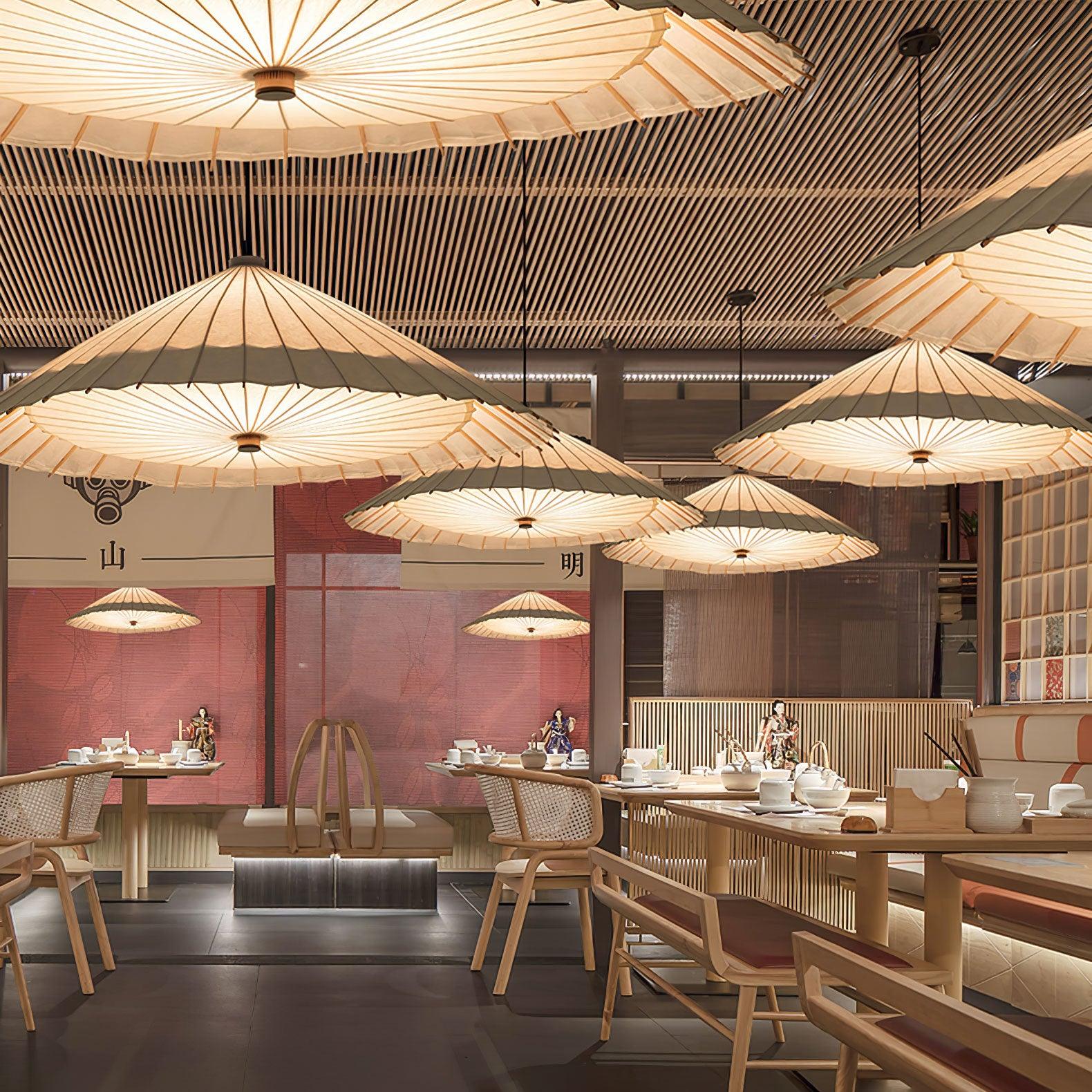 Nirixel Pendant Lamp Paper Umbrella Pleated Dining Room