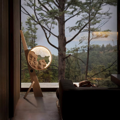 Cunoreth Rustic Wood Table Lamp