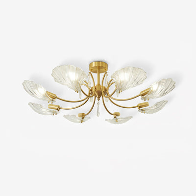 Eiriaria Petal Glass Brass Chandelier