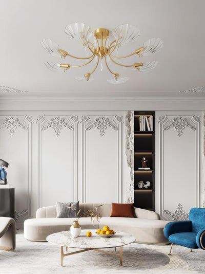 Eiriaria Petal Glass Brass Chandelier