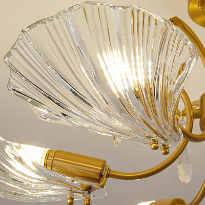 Eiriaria Petal Glass Brass Chandelier