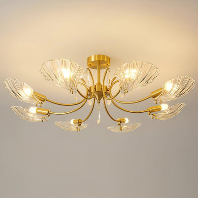 Eiriaria Petal Glass Brass Chandelier