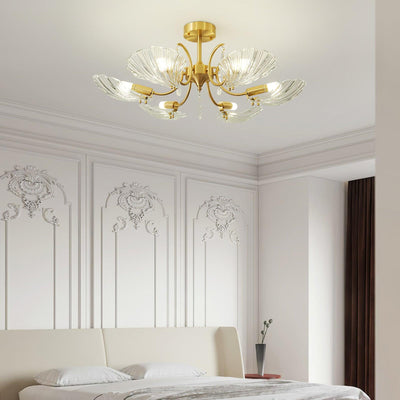 Eiriaria Petal Glass Brass Chandelier