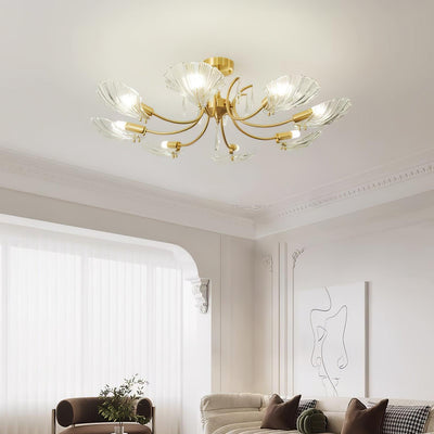 Eiriaria Petal Glass Brass Chandelier