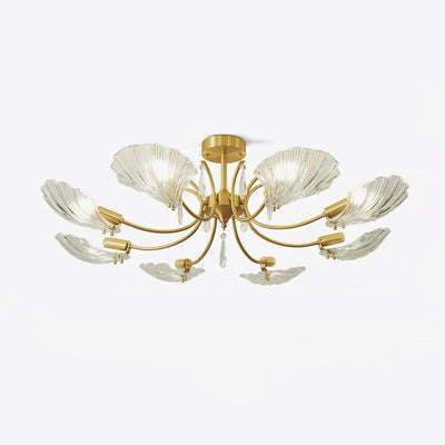 Eiriaria Petal Glass Brass Chandelier