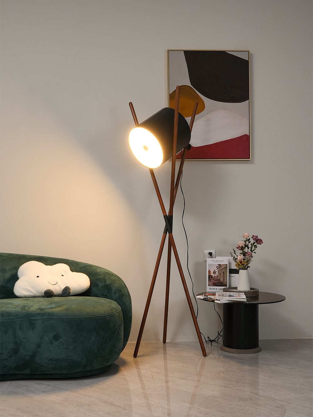 Syloena Contemporary Wood Floor Lamp