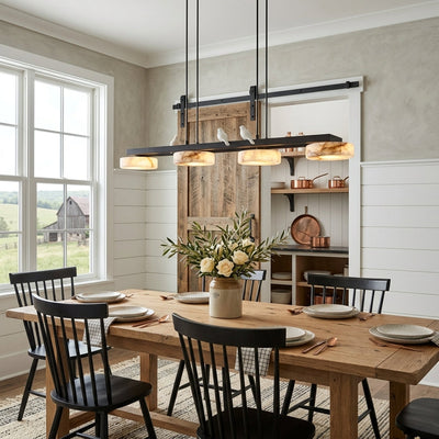 Havercombe Bird Alabaster Long Chandelier