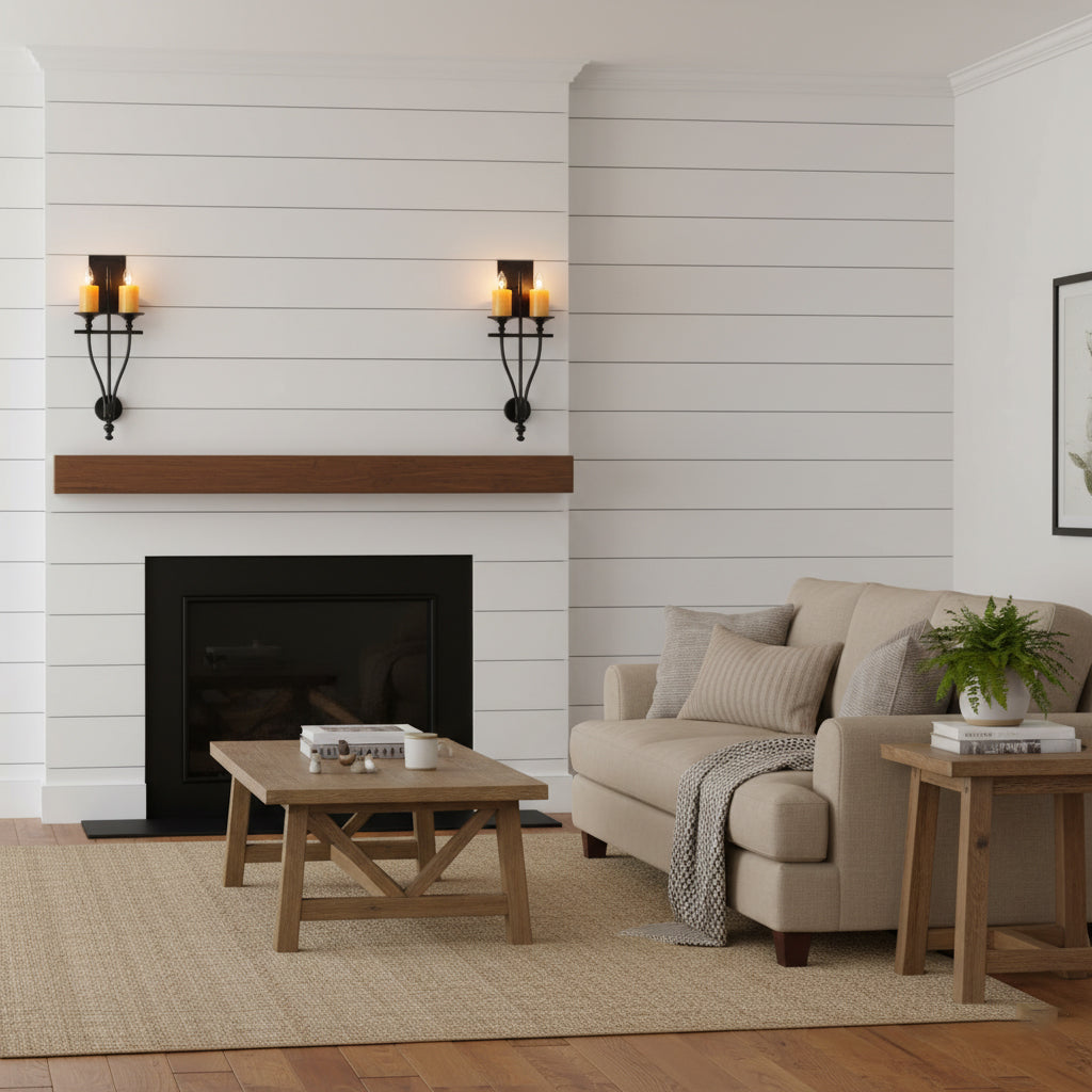 Sienna Wall Sconce in orange, adding a pop of color to a neutral room.