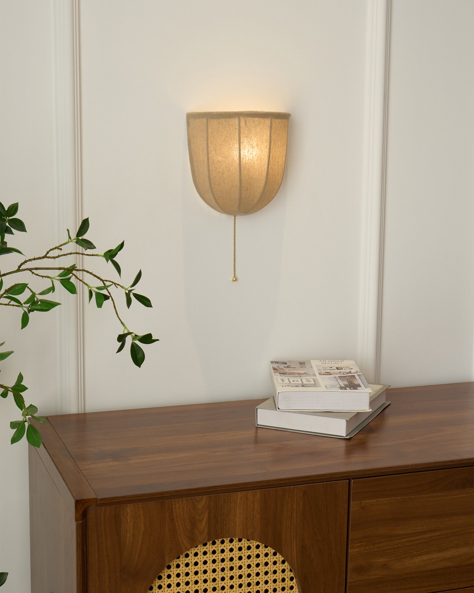 Griswold Natural Linen Fabric Sconce Wall lamp
