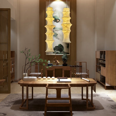 Elraeor Layered Mulberry Silk Pendant Light