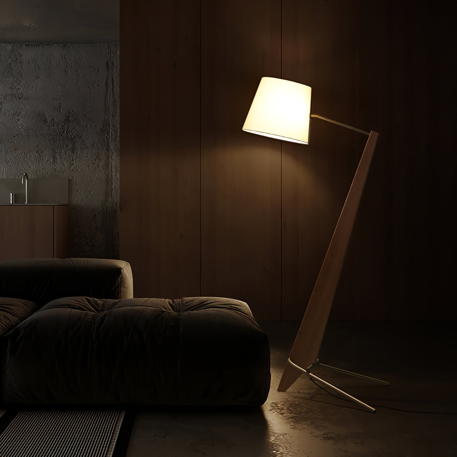 Vyran Wood Fabric Floor Lamp