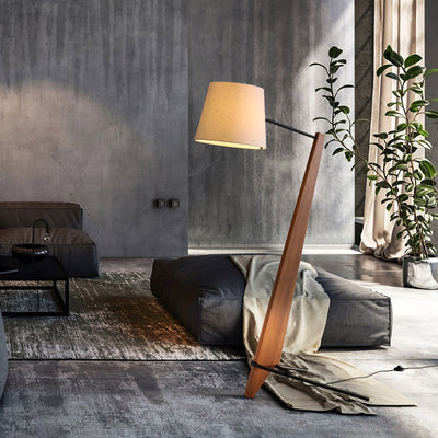 Vyran Wood Fabric Floor Lamp