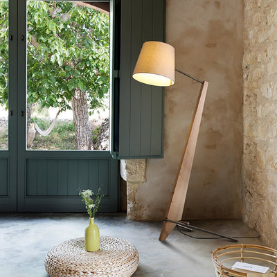 Vyran Wood Fabric Floor Lamp
