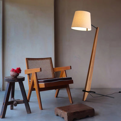 Vyran Wood Fabric Floor Lamp