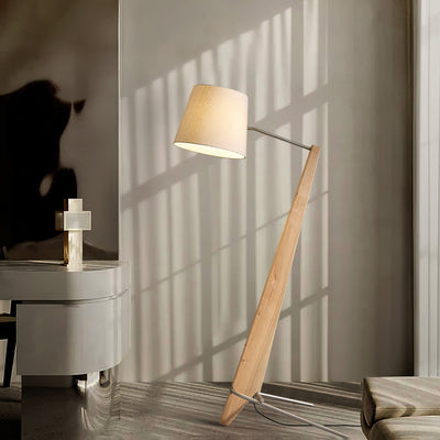 Vyran Wood Fabric Floor Lamp