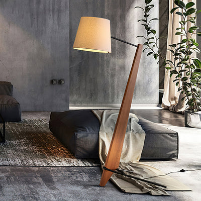 Vyran Wood Fabric Floor Lamp