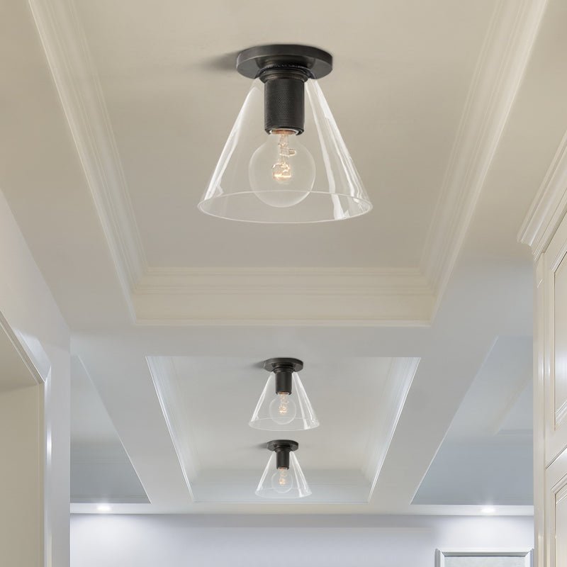 Elthyn Ceiling Lamp Cone Glass Brass Minimalist Industrial