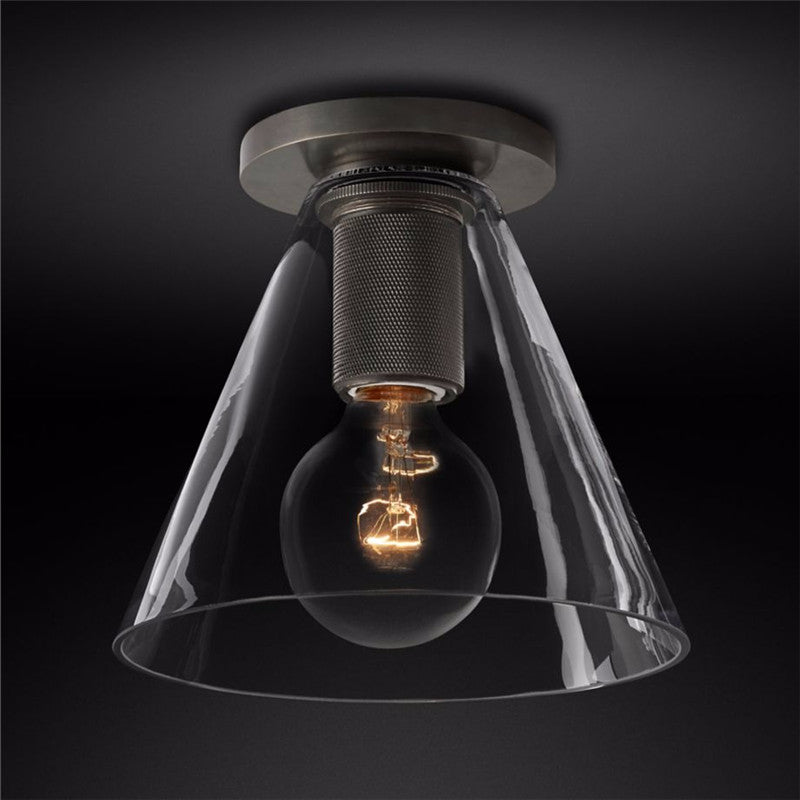Elthyn Ceiling Lamp Cone Glass Brass Minimalist Industrial