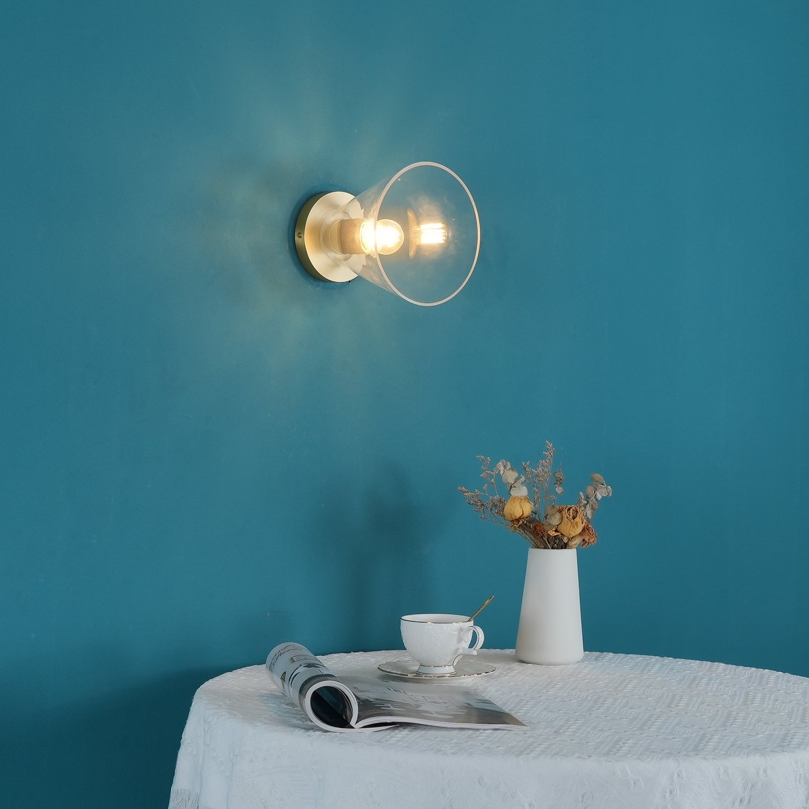 Elthyn Ceiling Lamp Cone Glass Brass Minimalist Industrial