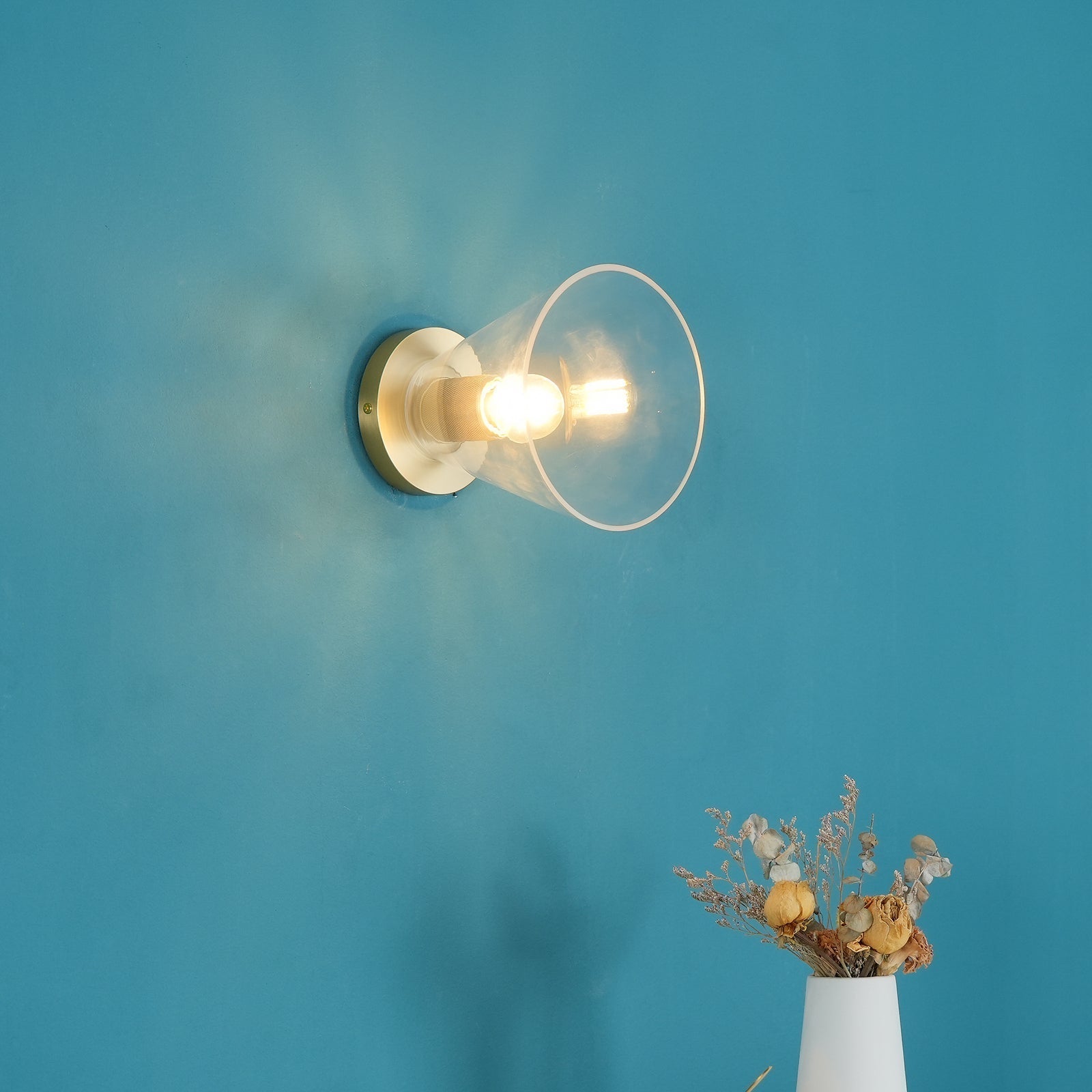 Elthyn Ceiling Lamp Cone Glass Brass Minimalist Industrial