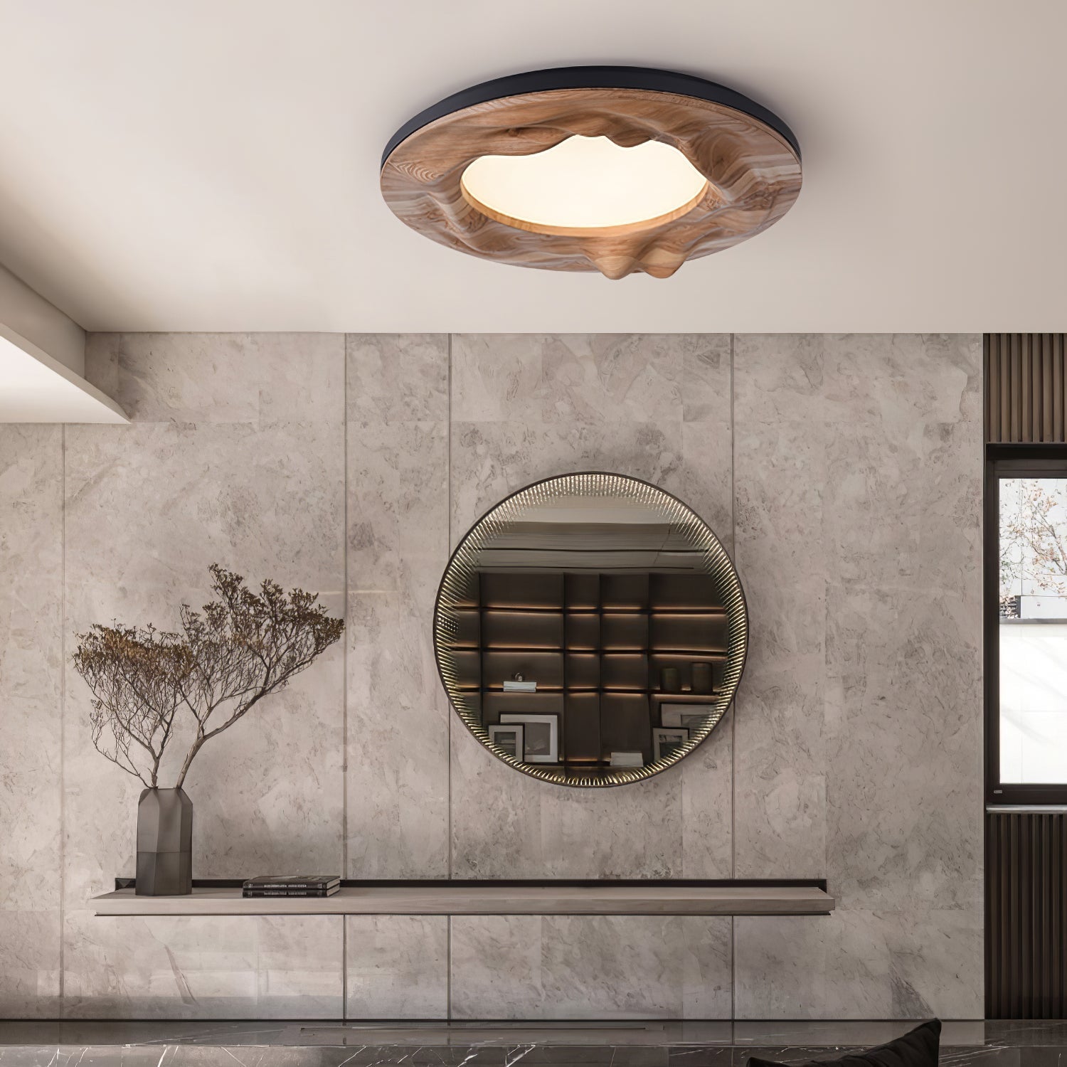 Rinarena Ceiling Lamp Wood Ripple Organic Tranquil