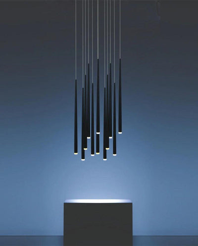 Reveno Chandelier Linear Slender Black Minimalist