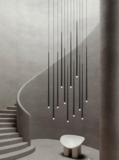 Reveno Chandelier Linear Slender Black Minimalist