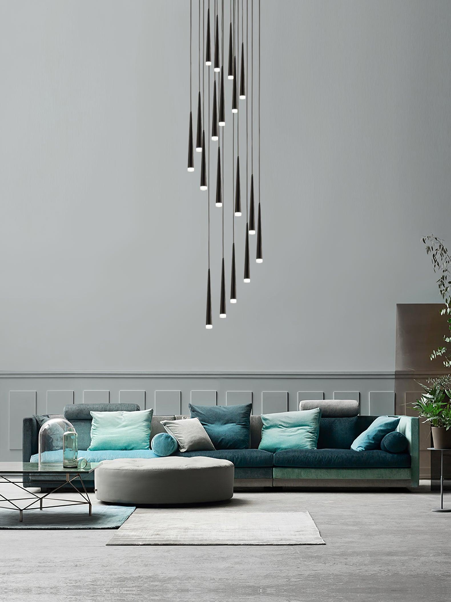 Reveno Chandelier Linear Slender Black Minimalist