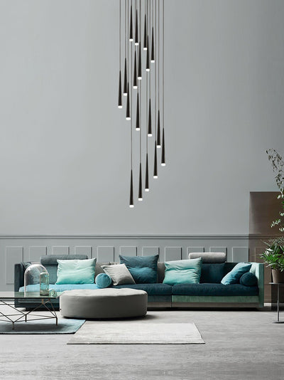 Reveno Chandelier Linear Slender Black Minimalist