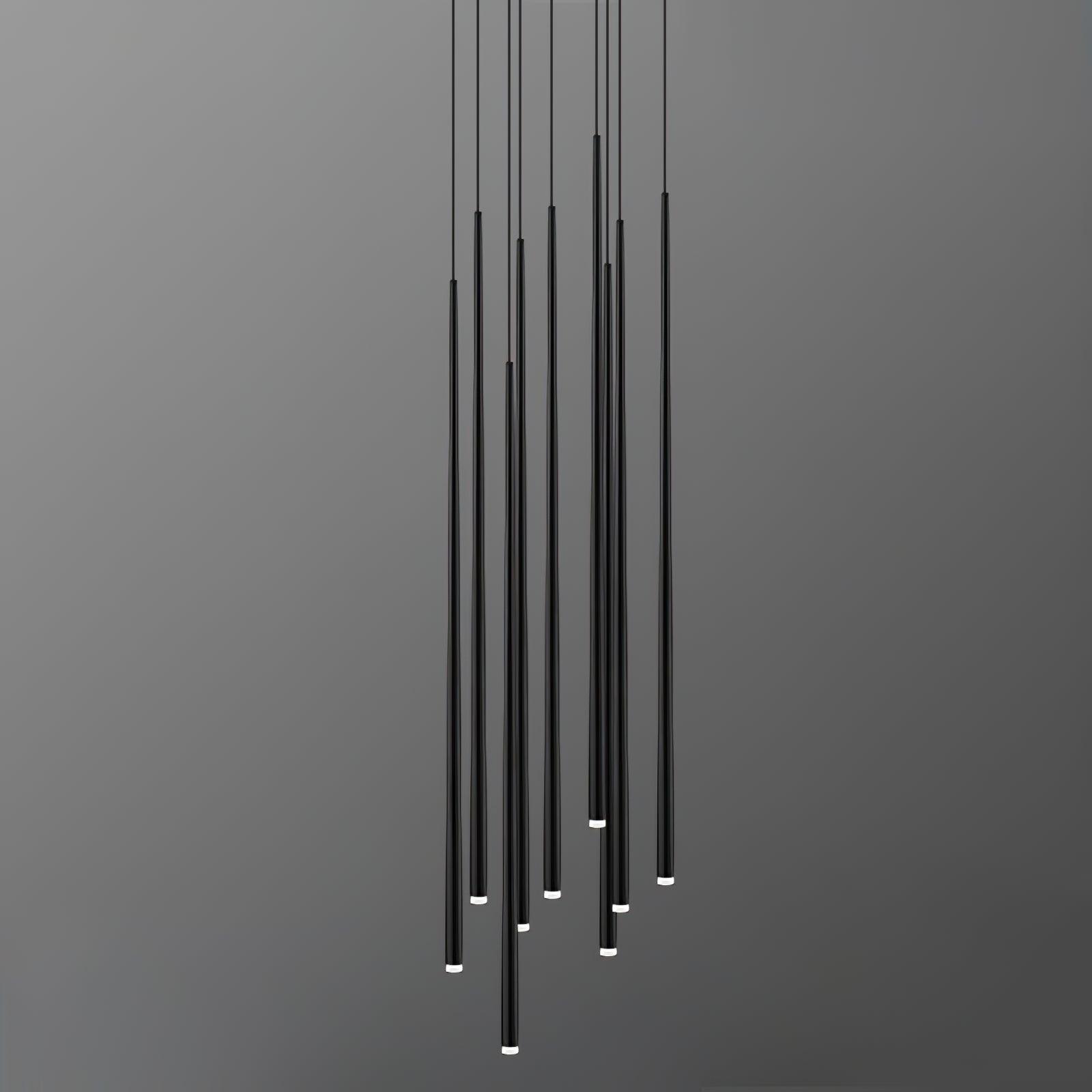 Reveno Chandelier Linear Slender Black Minimalist