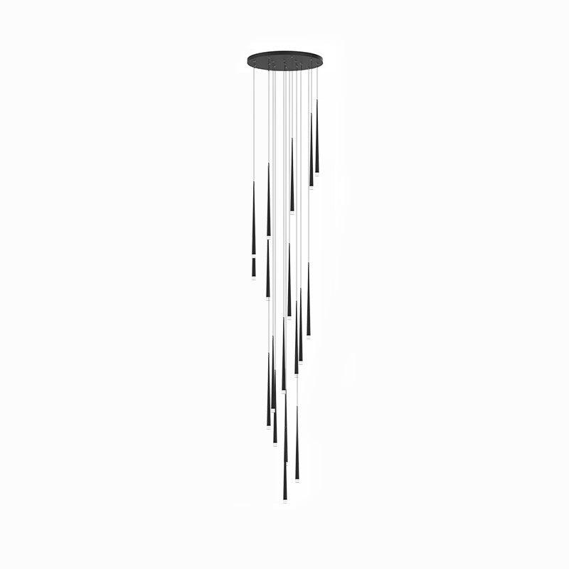 Reveno Chandelier Linear Slender Black Minimalist