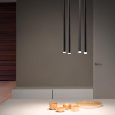 Reveno Chandelier Linear Slender Black Minimalist