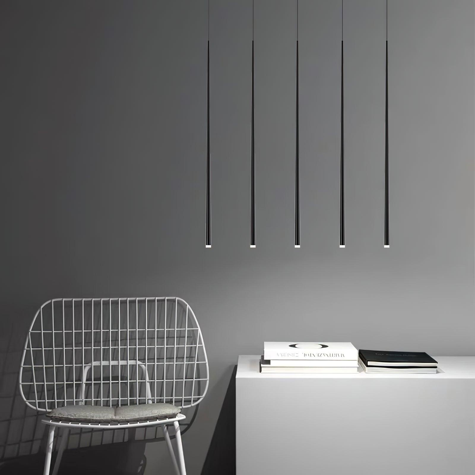 Reveno Chandelier Linear Slender Black Minimalist