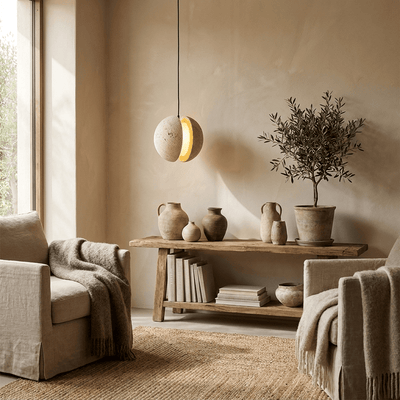 Tavanise Travertine Globe Pendant Lamp