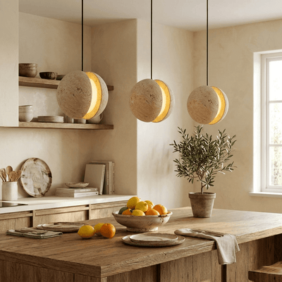 Tavanise Travertine Globe Pendant Lamp