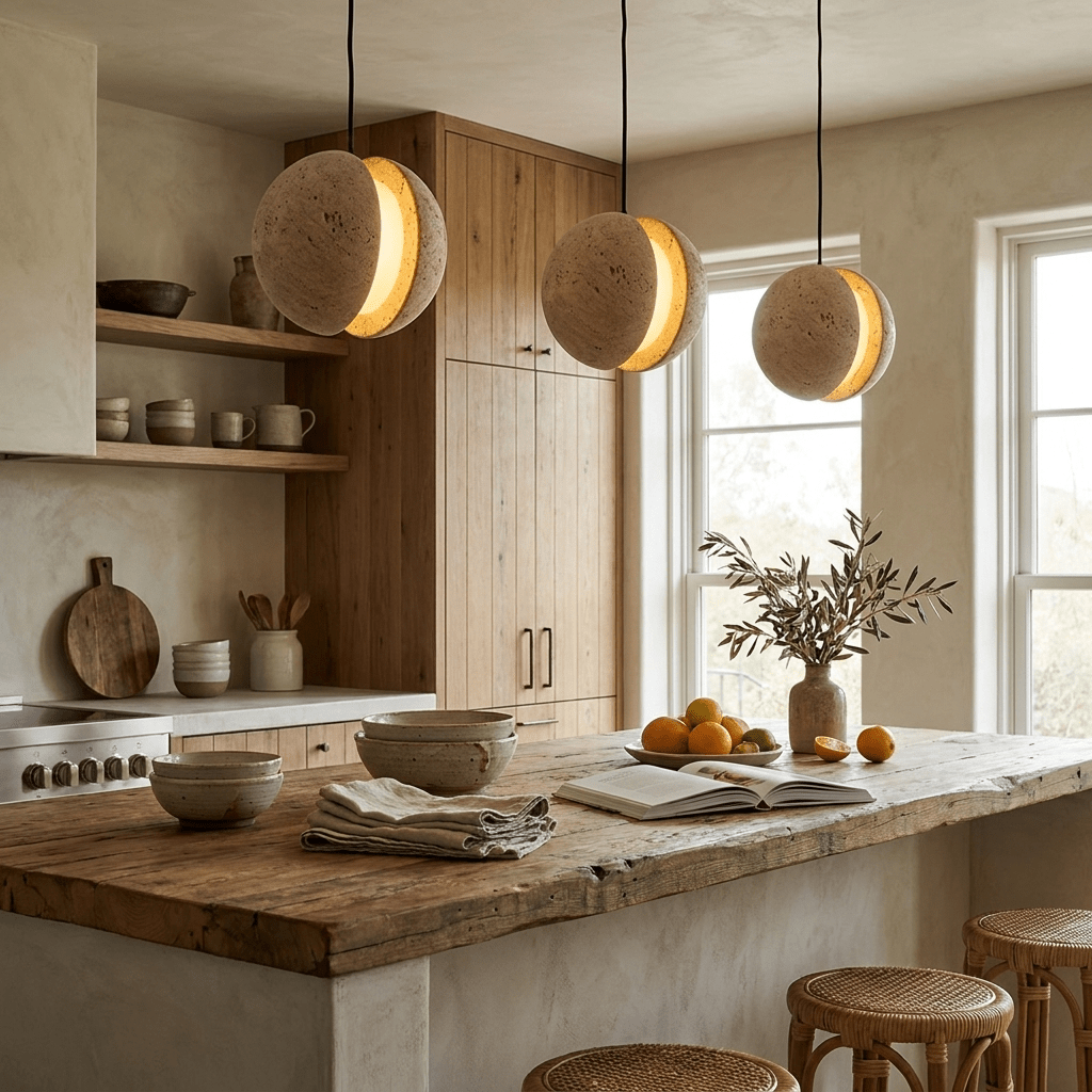 Tavanise Travertine Globe Pendant Lamp
