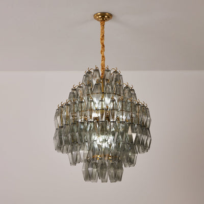 Celiiel Chandelier Smoke Gray Prism Glass Layered