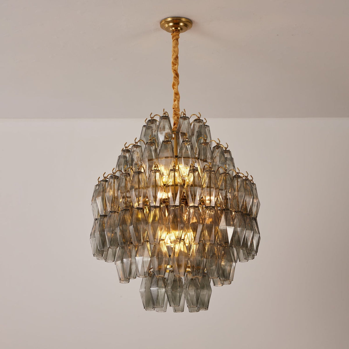 Celiiel Chandelier Smoke Gray Prism Glass Layered
