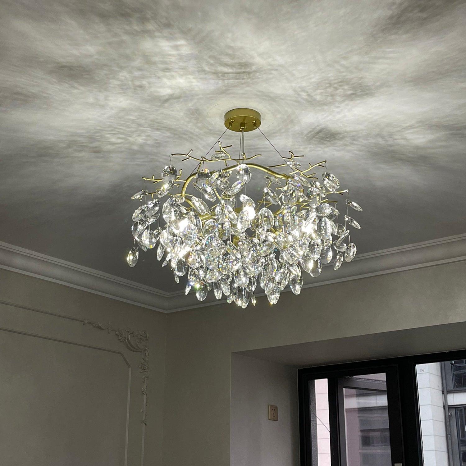 Luxirian Chandelier Crystal Branch Gold LED