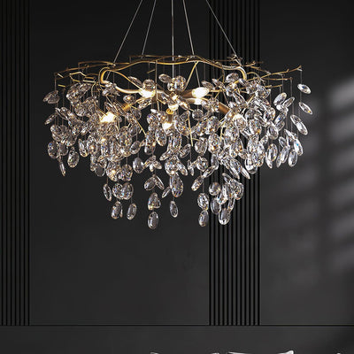 Luxirian Chandelier Crystal Branch Gold LED
