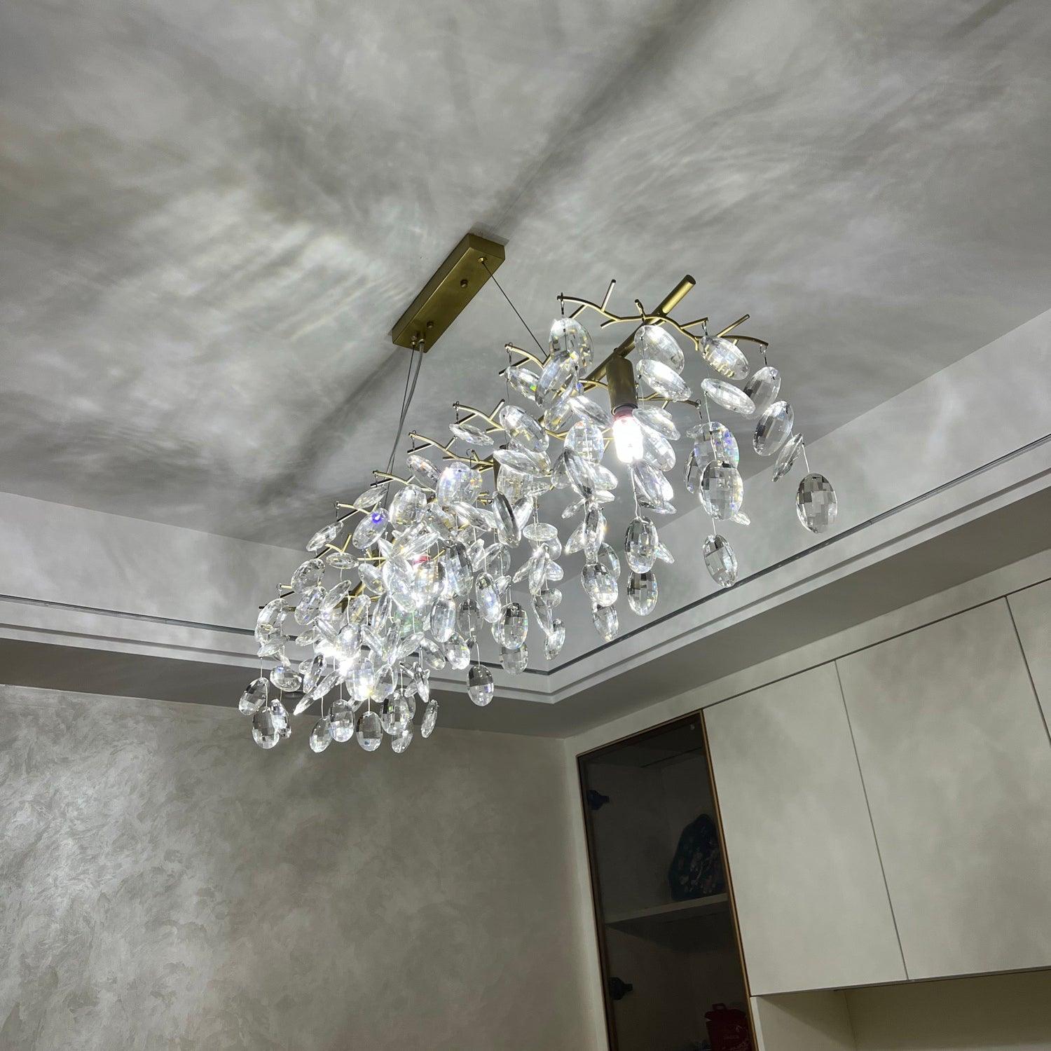 Luxirian Chandelier Crystal Branch Gold LED