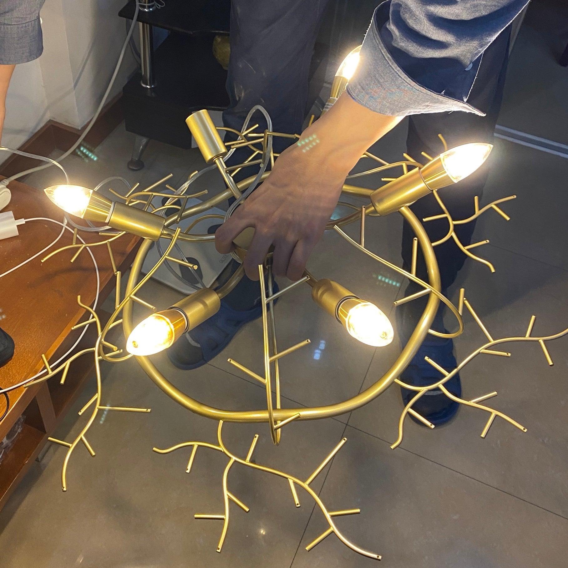 Luxirian Chandelier Crystal Branch Gold LED