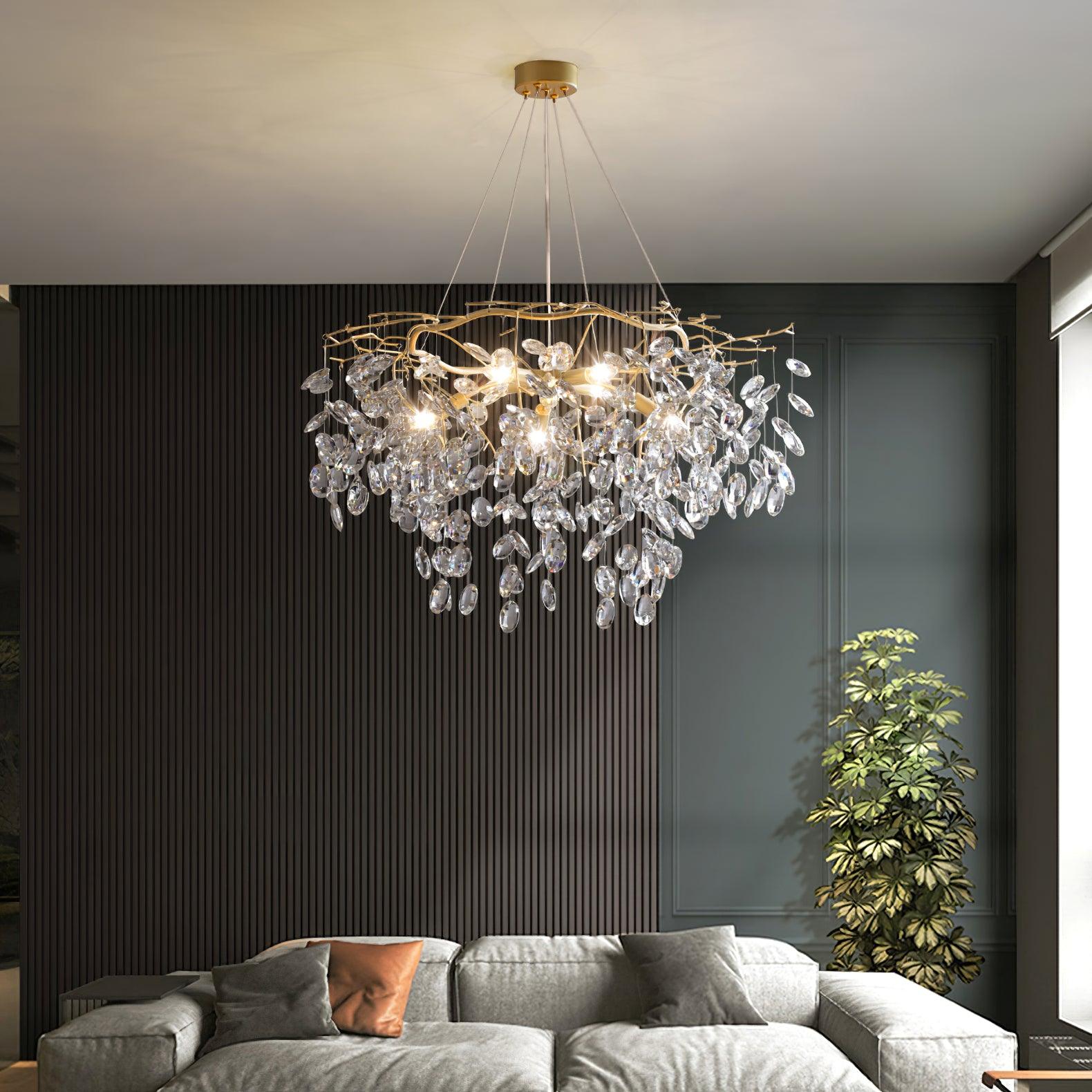 Luxirian Chandelier Crystal Branch Gold LED