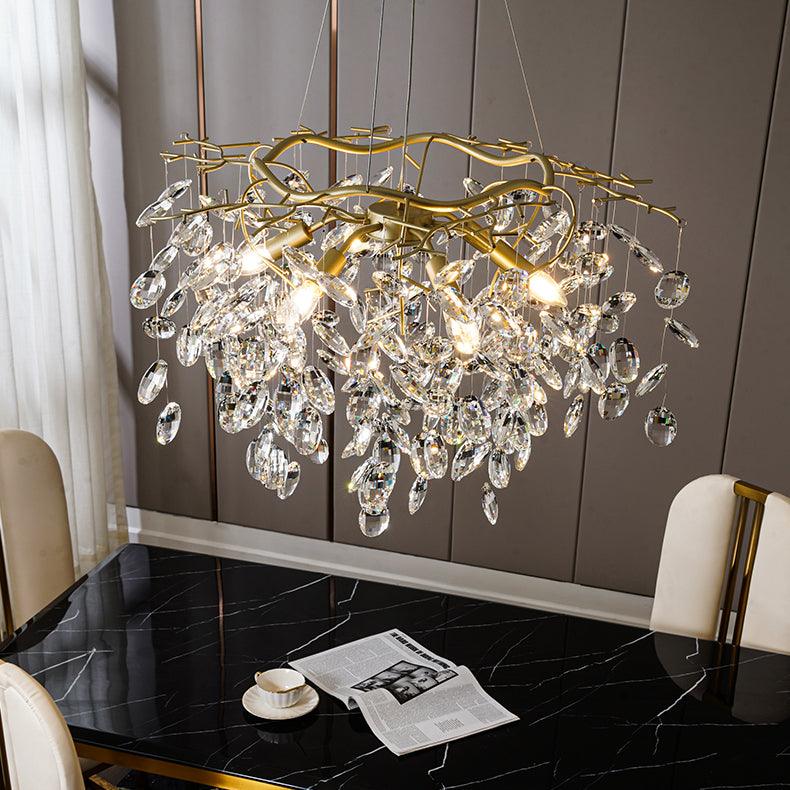 Luxirian Chandelier Crystal Branch Gold LED